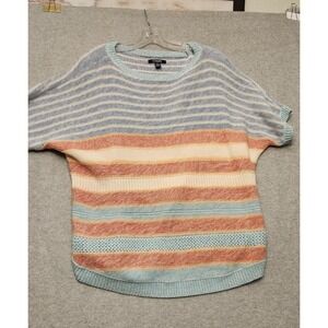 Chaps Sweater Womens Large Multicolor Stripe Short Sleeve Dolman Knit Pullover